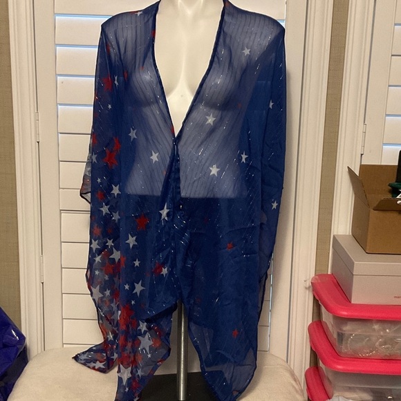 None Accessories - Blue Star Patterned Women's Wrap